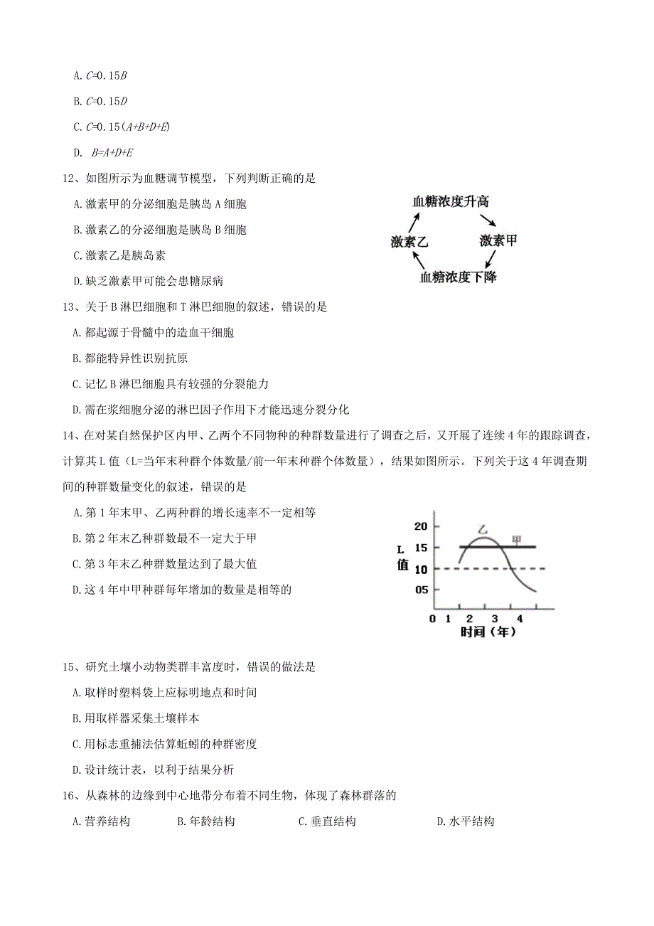 2019-2020学年高二生物下学期期中试题[附答案]_第3页