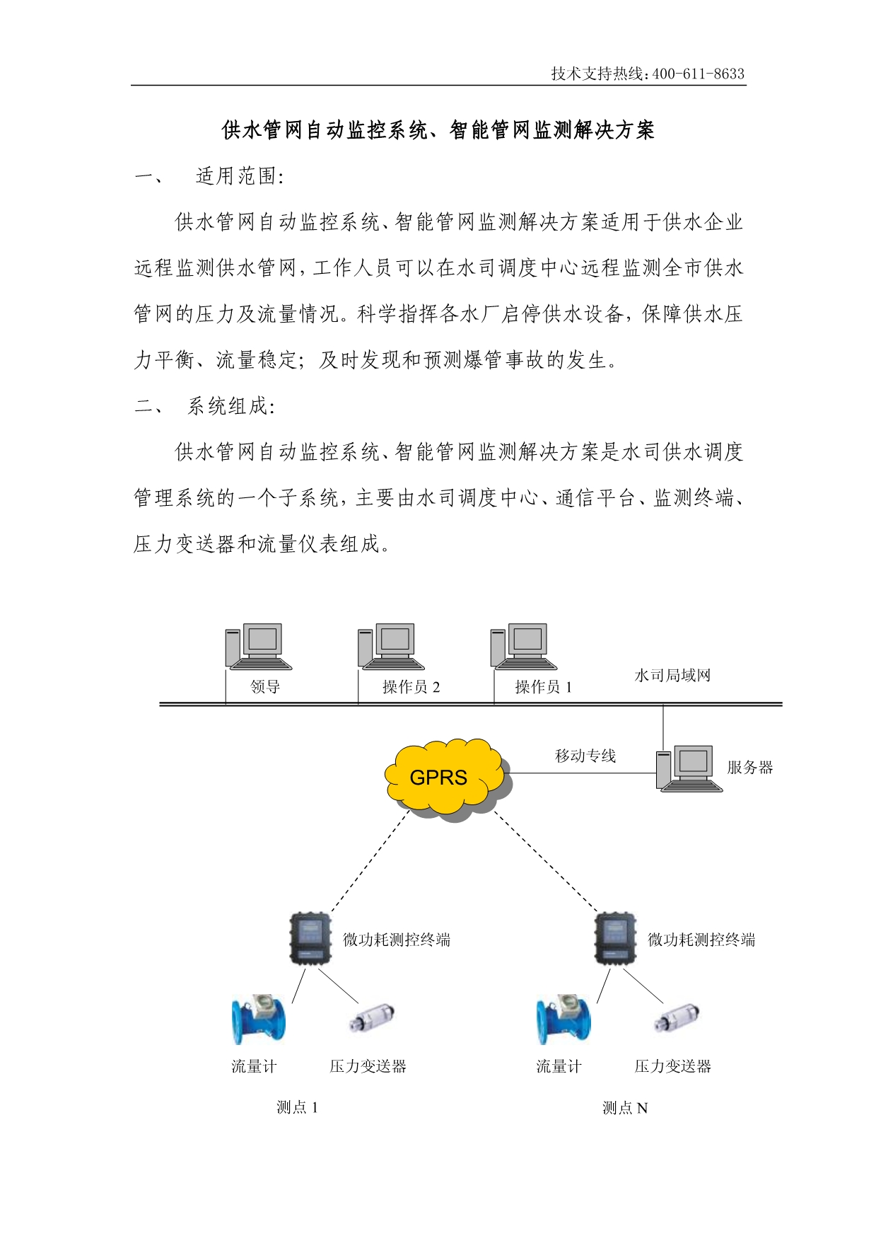 供水管网自动监控系统、智能管网监测解决方案_第1页