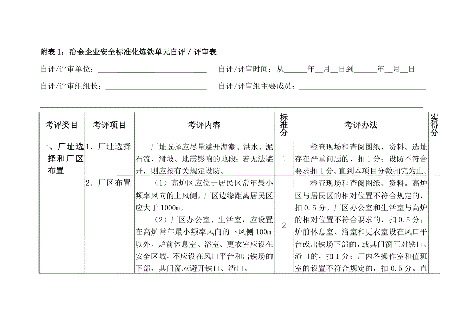 《精编》冶金企业安全标准化炼铁单元考评标准_第2页