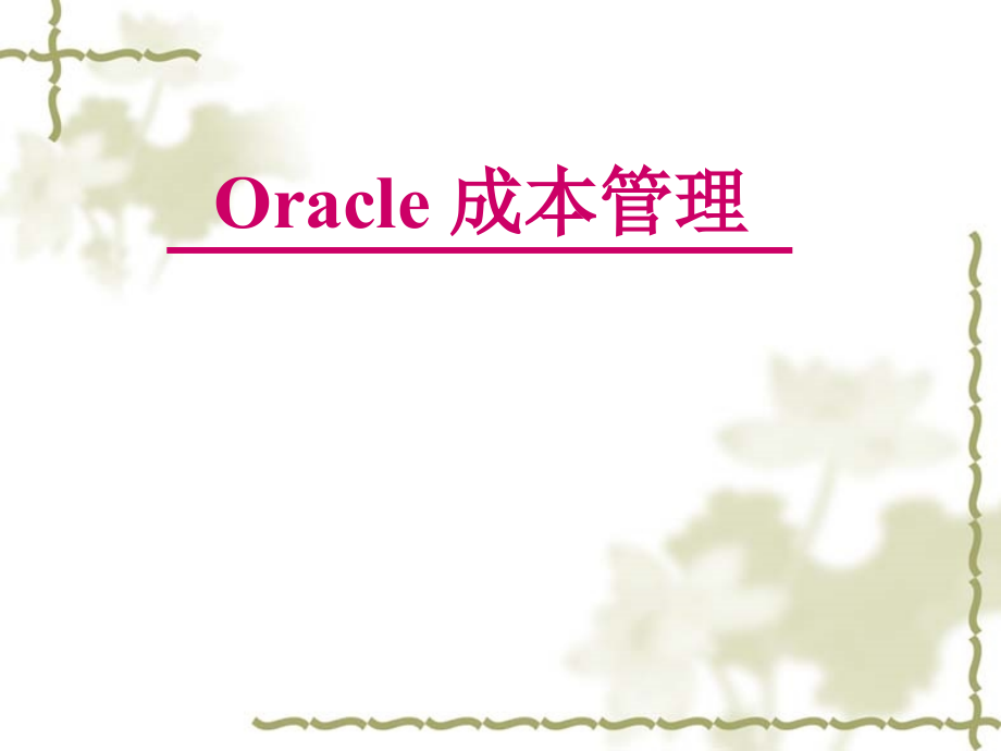 Oracle成本管理课件_第1页