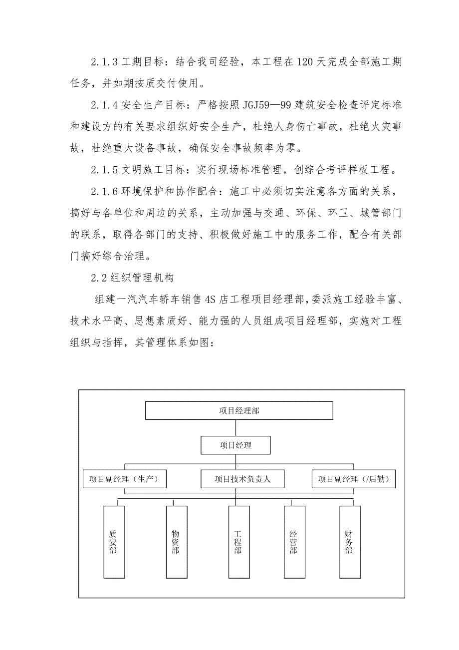 工程施工组织设计方案(一汽轿车4S店)_第5页