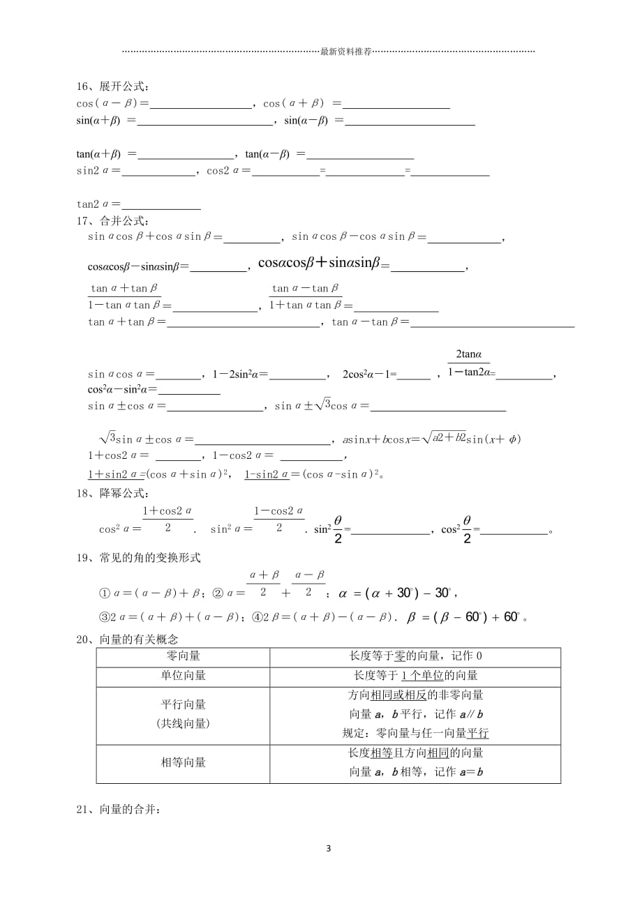 数学必修4公式汇总精编版_第3页