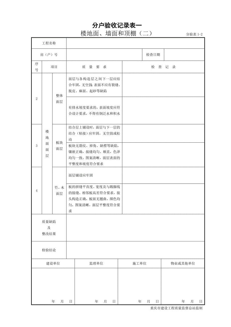 《精编》住宅工程质量分户验收表_分户验收记录表_第5页