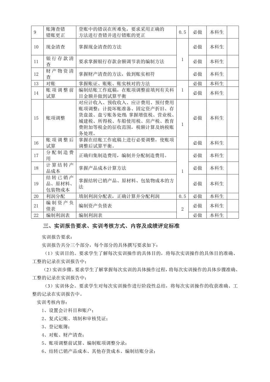 《精编》会计实训教学大纲_第5页