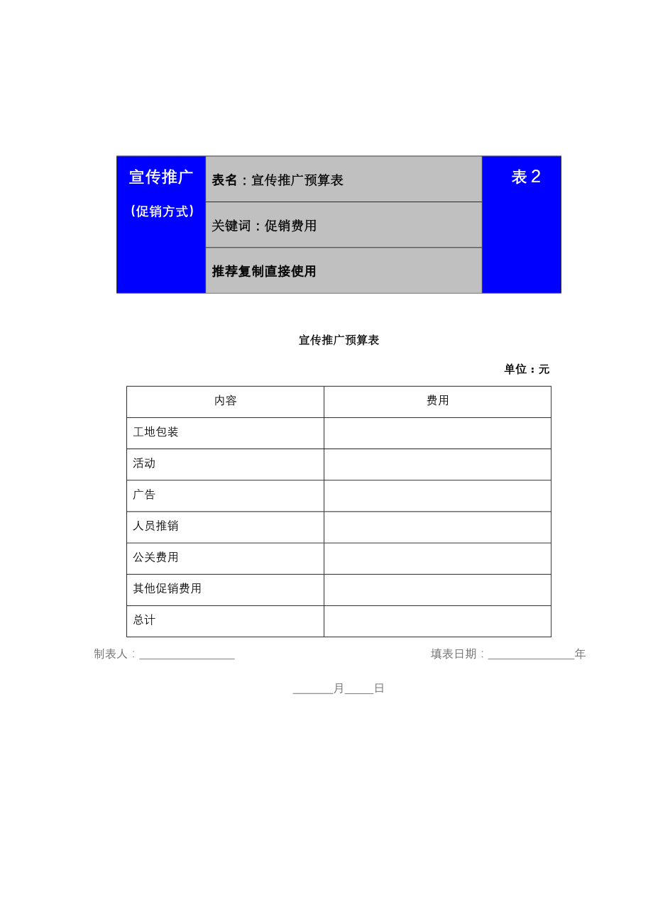 2020房地产推广操盘手册-实操表格篇_第4页