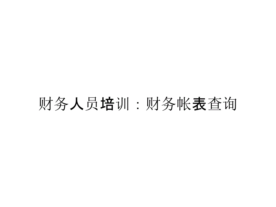 《精编》财务人员培训：财务帐表查询_第1页