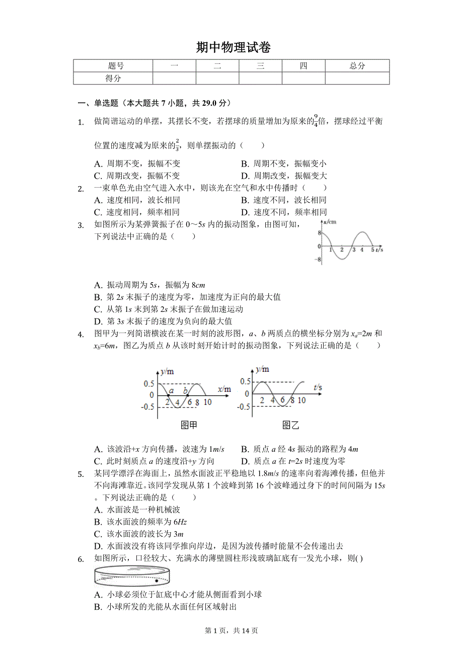 2020年江苏省无锡市江阴市高二（下）期中物理试卷_第1页