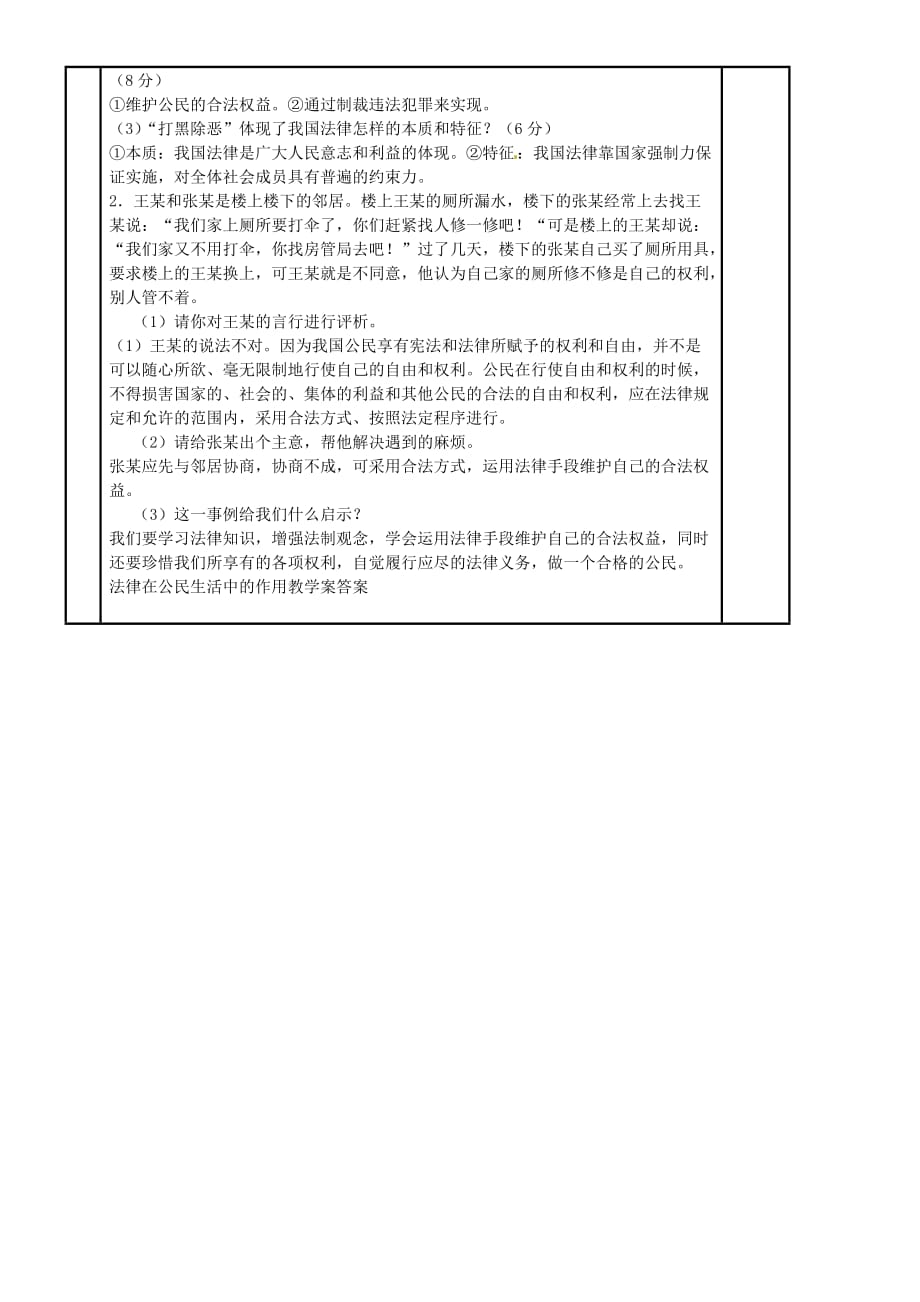 山东省利津县第一实验学校八年级政治上册 法律在公民生活中的作用学案（无答案） 鲁教版_第4页