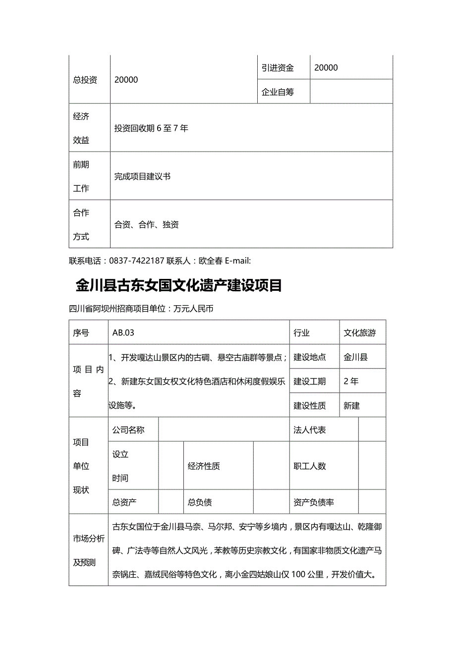 (精编)阿坝州招商引资项目一览表_第4页