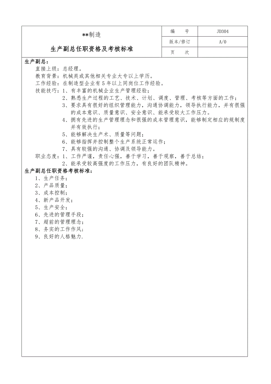 某机械厂各个部门任职资格与考核标准_第4页