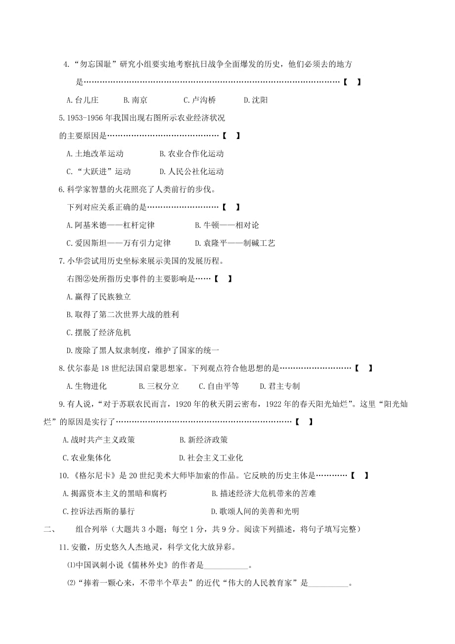 《精编》安徽年度中考历史试卷_第2页