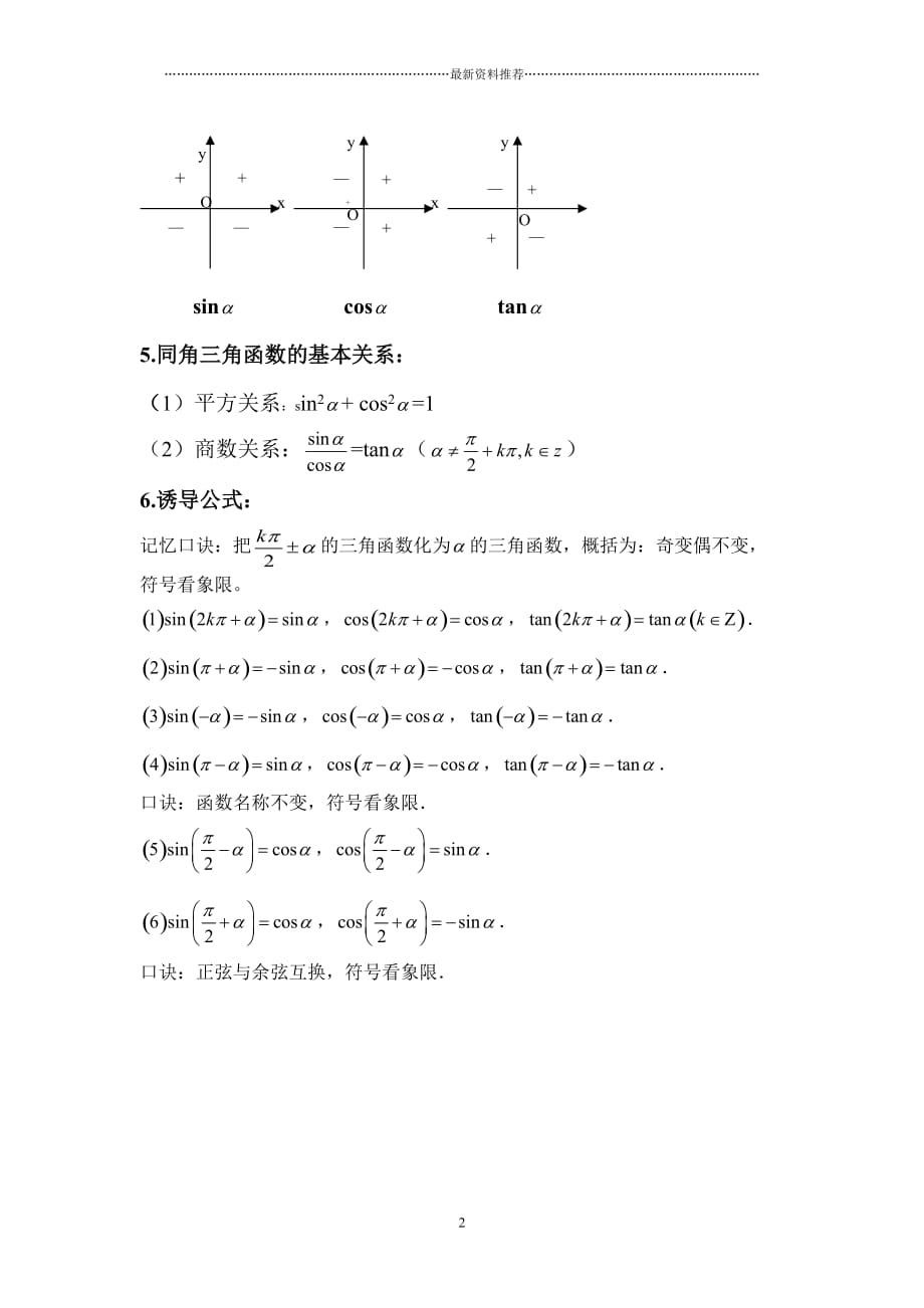 高中数学三角函数知识点总结(珍藏版)精编版_第2页