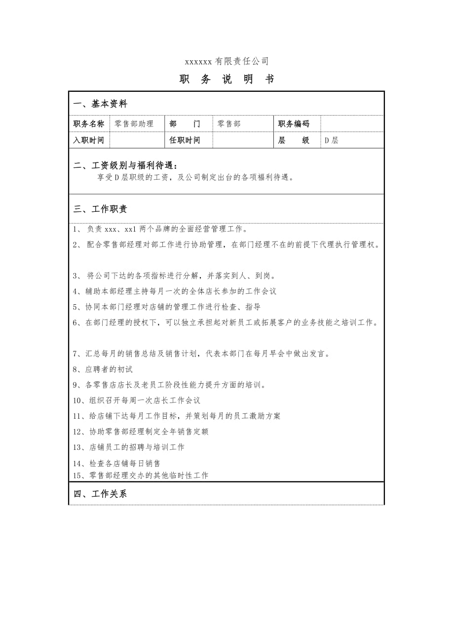 某服装企业零售部职位说明书_第3页