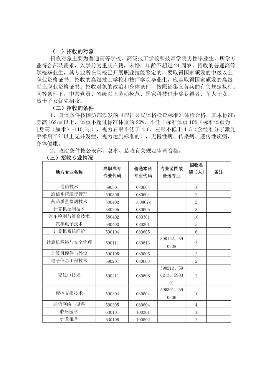 《精编》普通高等学校毕业生中招收士官简章_第2页