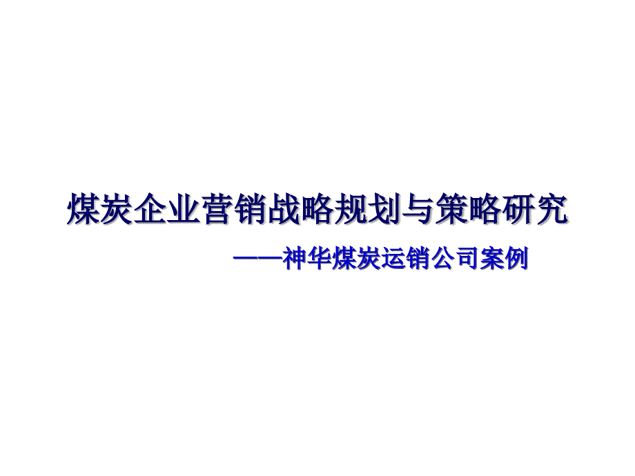 《精编》某煤炭企业营销战略规划与策略探讨_第1页