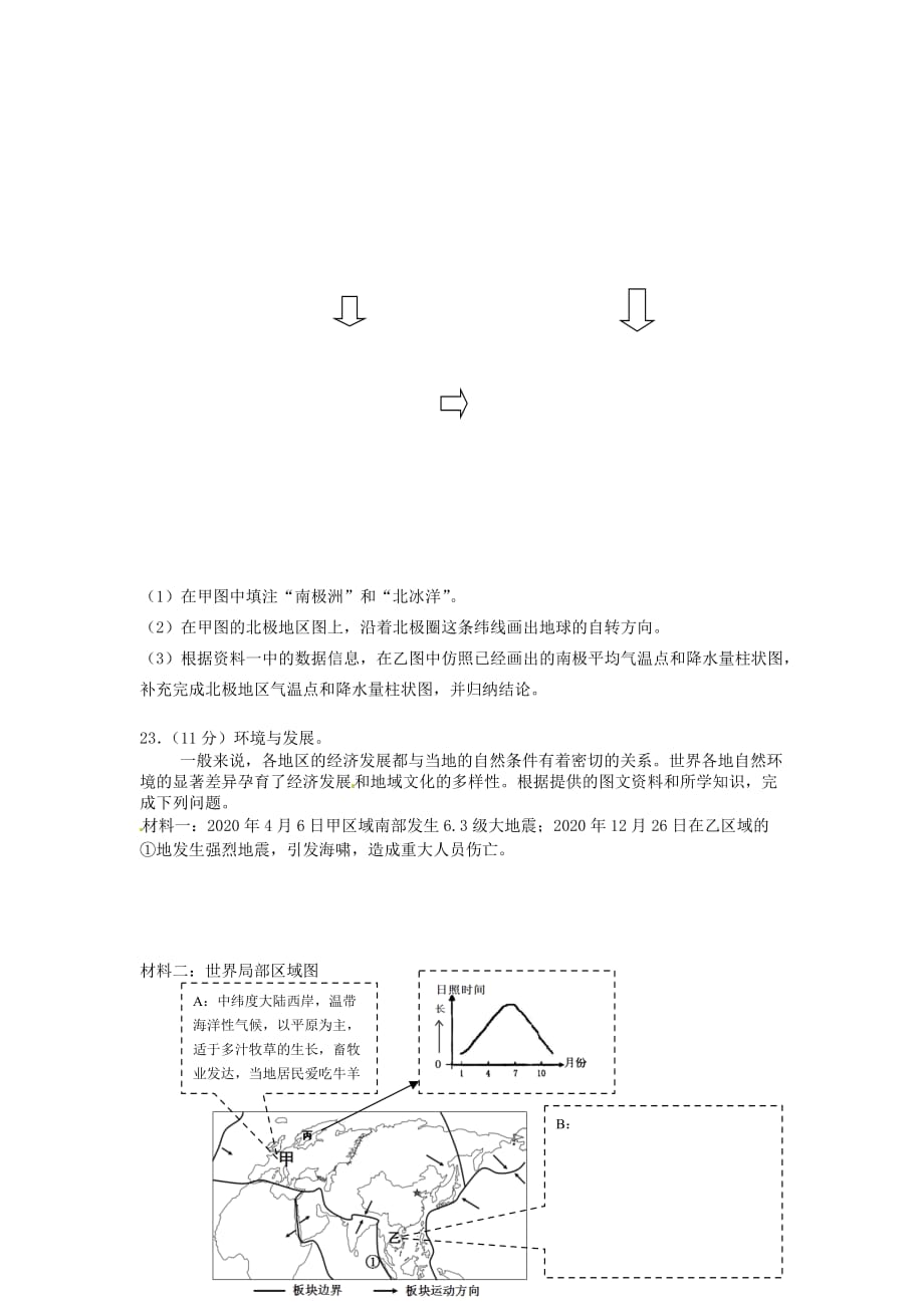 山东省济南党家中学七年级地理下学期综合练习四（无答案） 新人教版_第4页