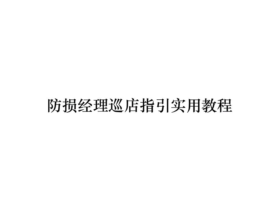 《精编》防损经理巡店指引实用教程_第1页