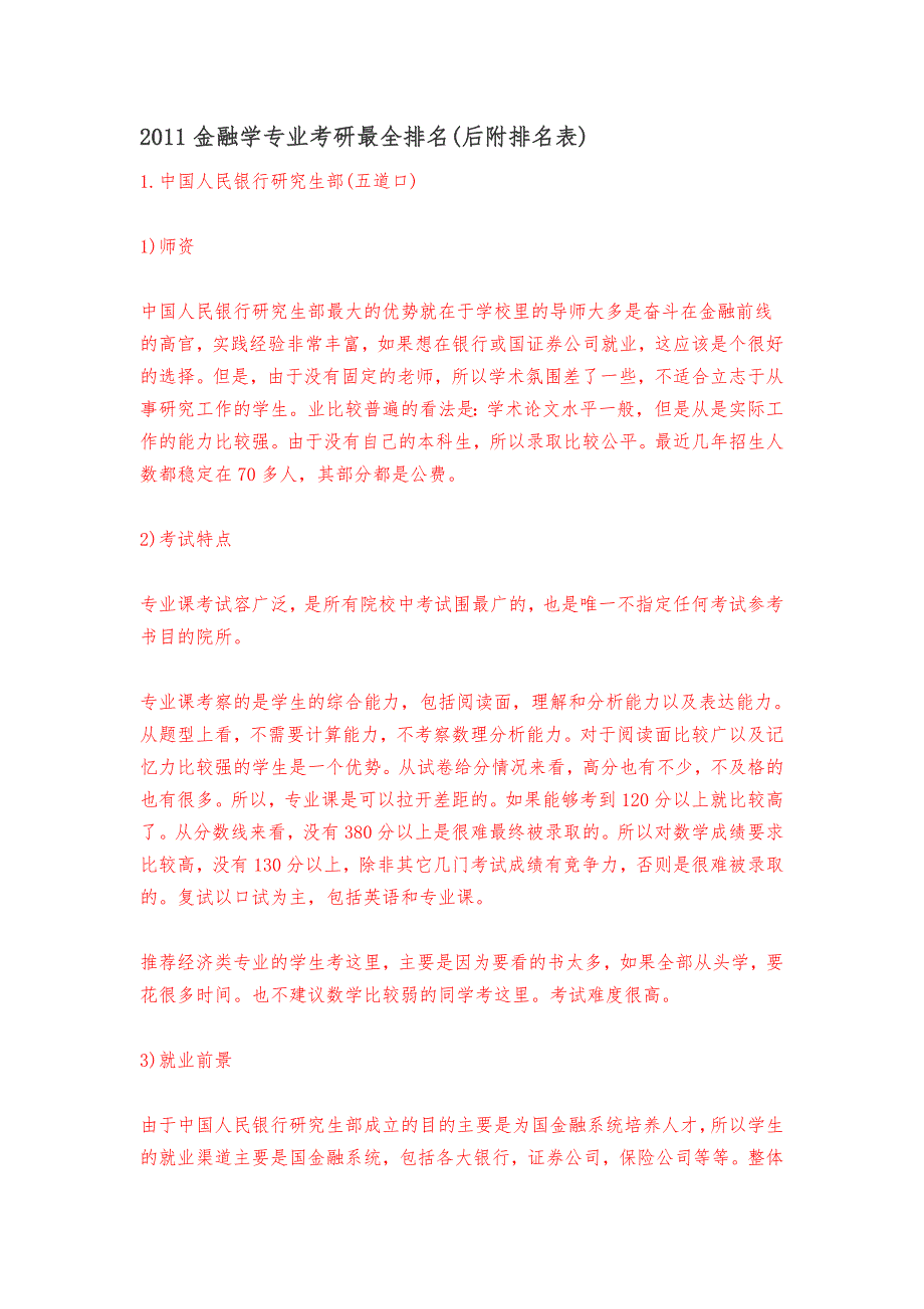 某金融学专业考研最全排名(后附排名表)_第1页