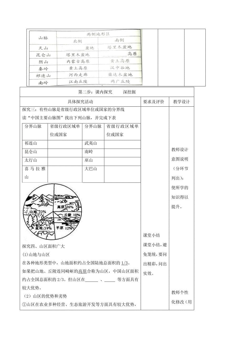 2020学年八年级地理上册2.1中国的地形教学案1无答案新版湘教_第5页