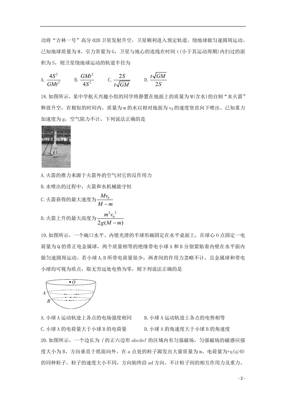 河南省驻马店市2020届高三物理线上模拟测试试题二_第2页