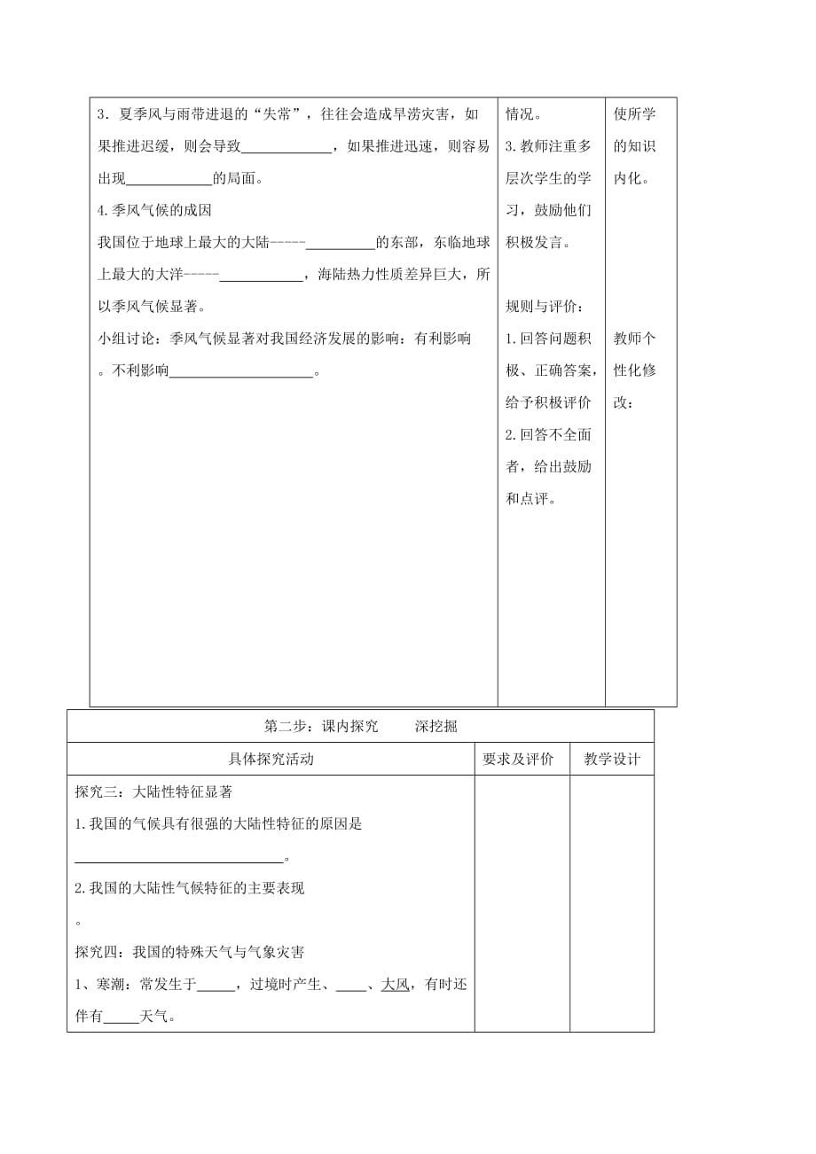 2020学年八年级地理上册 2.2 中国的气候教学案3（无答案）（新版）湘教版_第3页