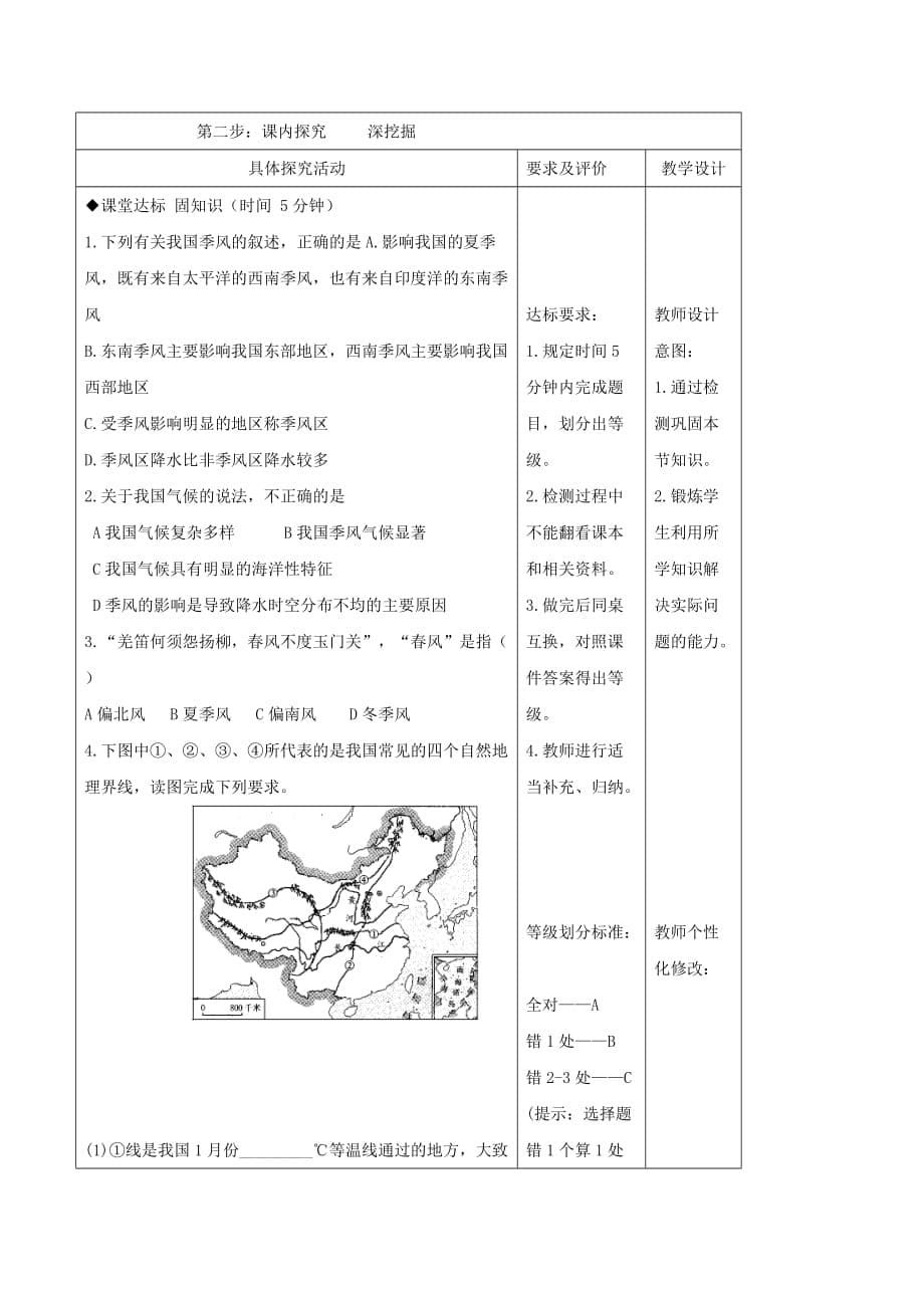 2020学年八年级地理上册 2.2 中国的气候教学案3（无答案）（新版）湘教版_第5页