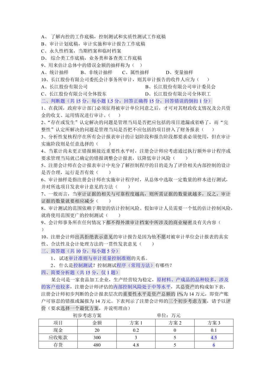 《精编》审计基础与实务考试试卷_第2页