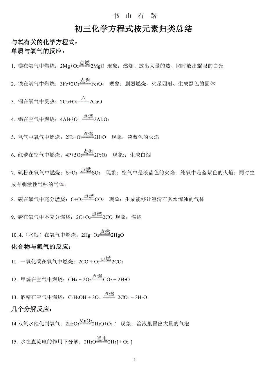 初三中考化学方程式 最全PDF.pdf_第1页