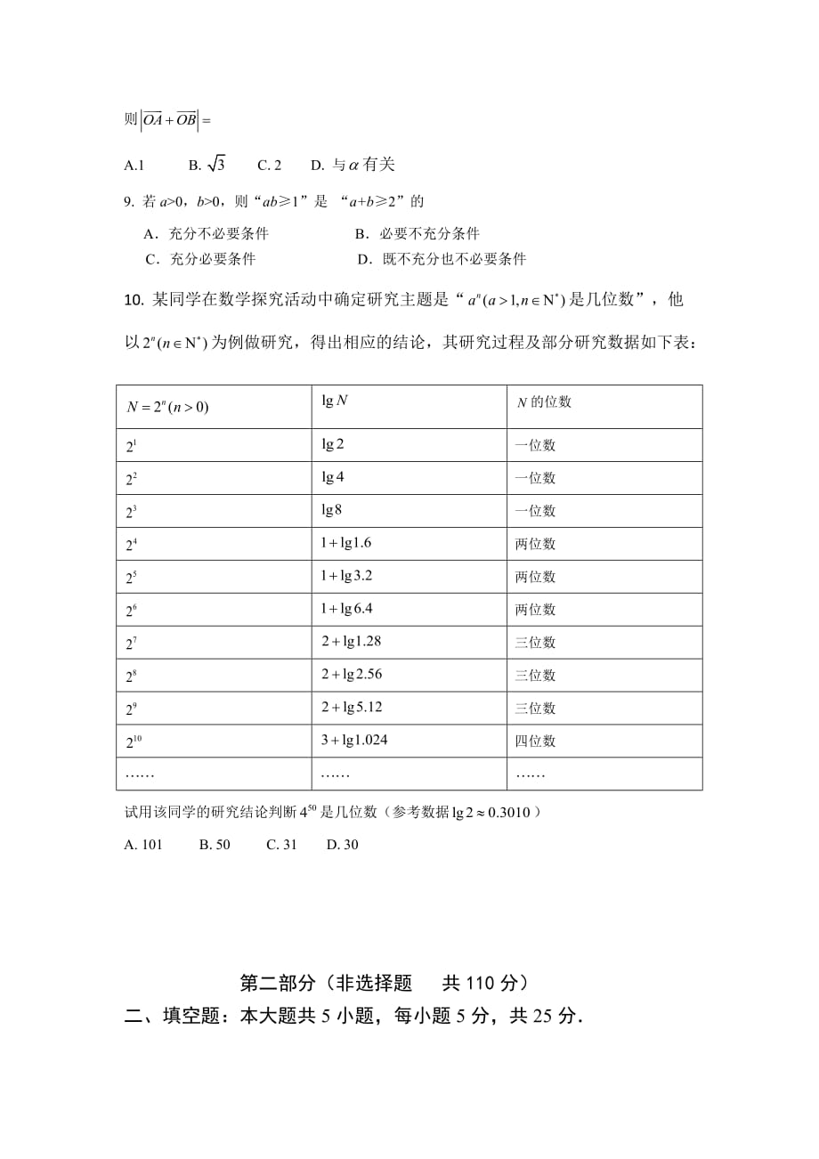 2020年北京市通州区高三数学一模试题_第2页
