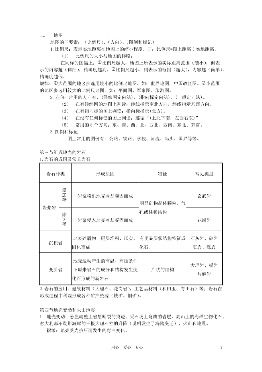 2012年秋七年级科学上册 第三章人类的家园—地球复习提纲 浙教版.doc_第2页