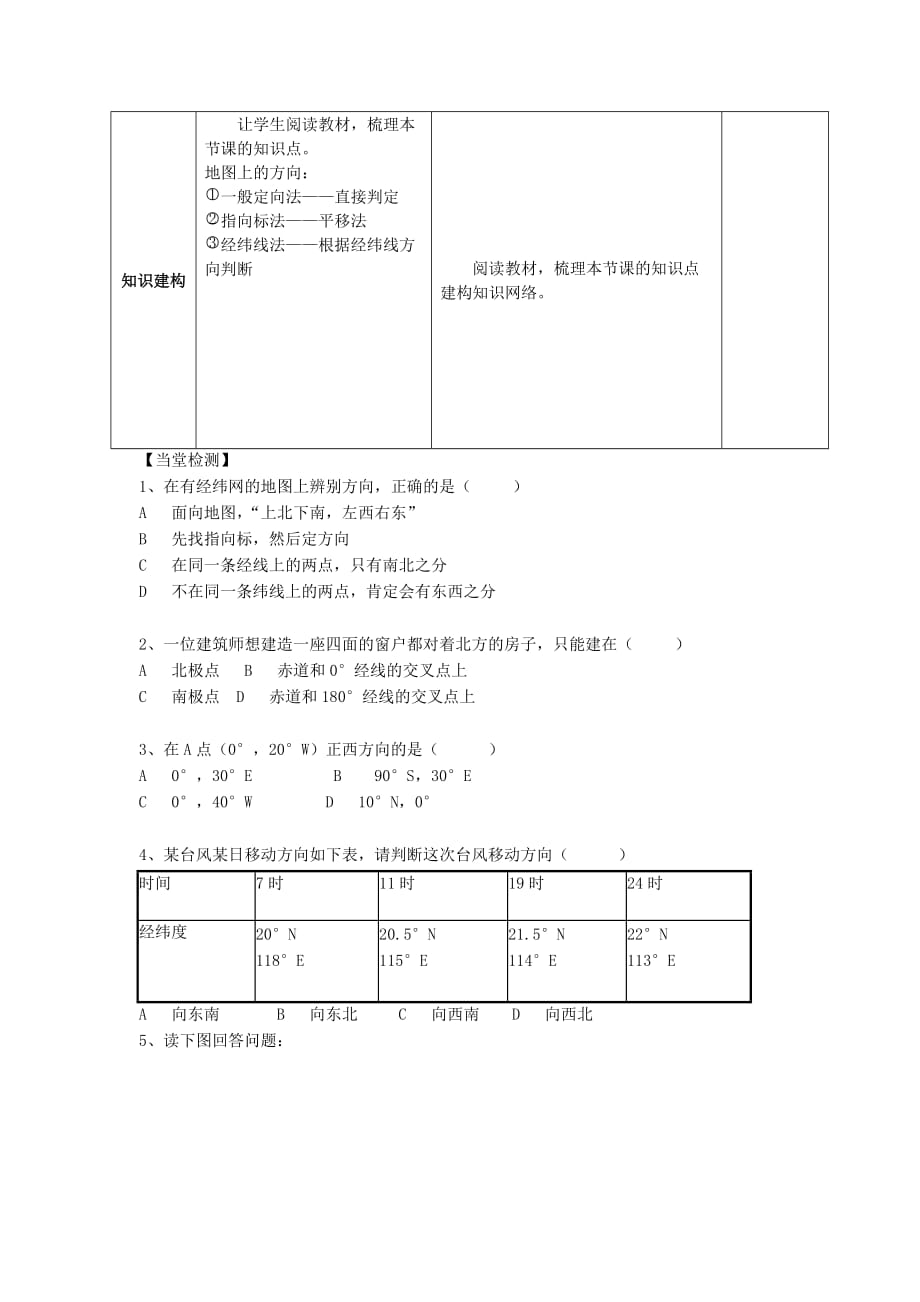 七年级地理上册 第二单元 第1课 地图的基本要素教学案1（无答案）（新版）商务星球版（通用）_第4页