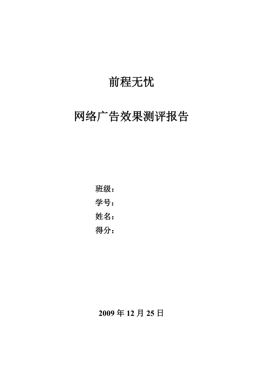 《精编》网络广告效果测评报告概要_第1页