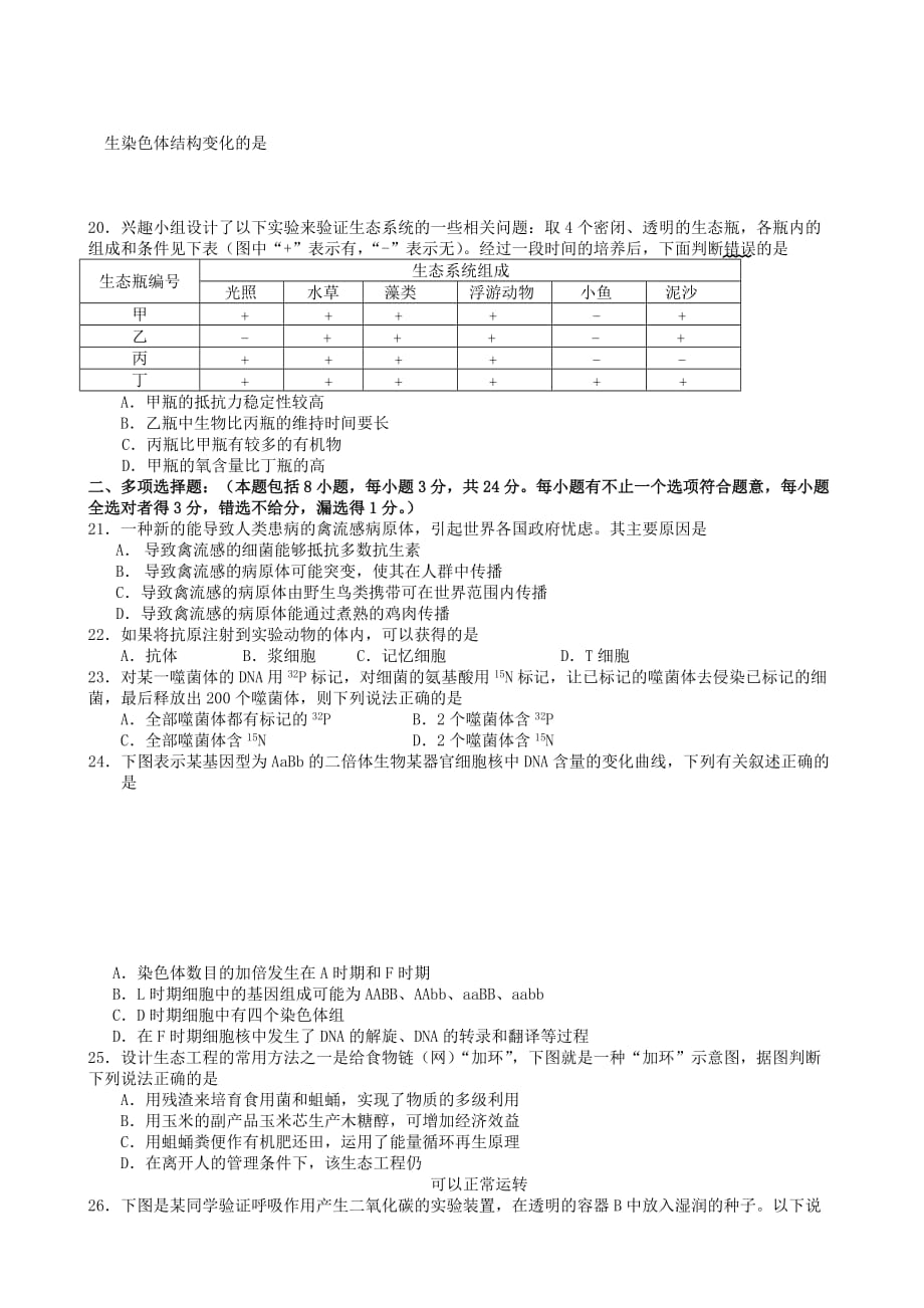 《精编》广州市海珠区生物高考调研试题_第3页