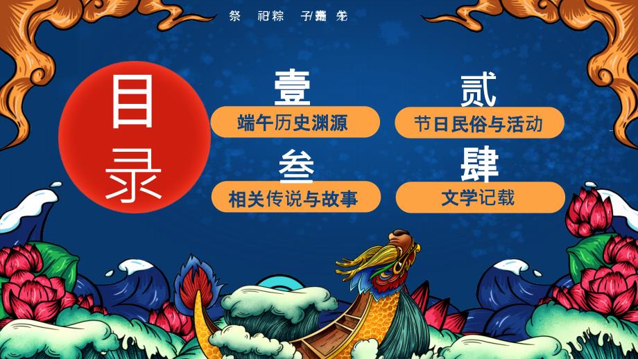 创意简约国潮卡通中国风中国传统节日端午节通用PPT模板_第2页