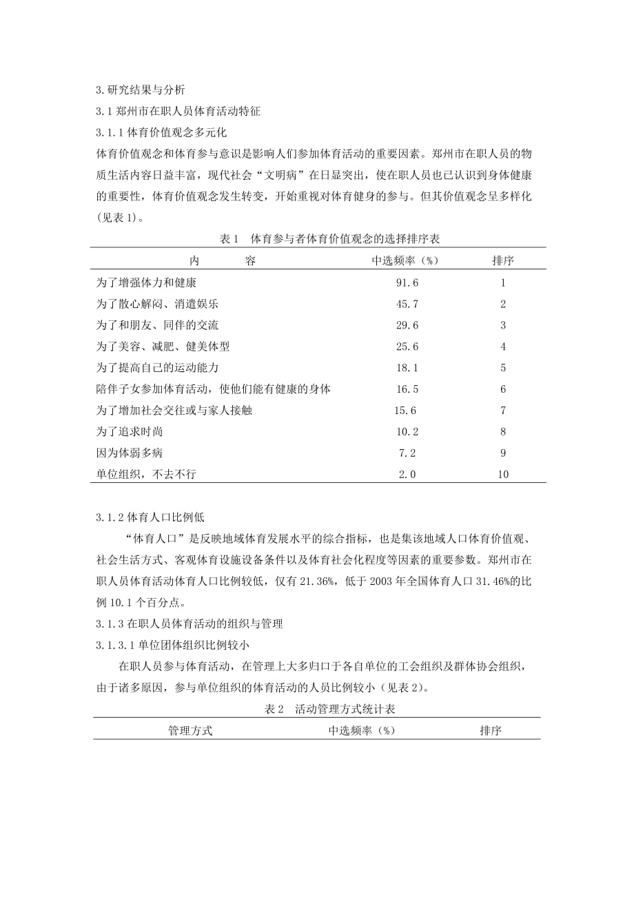 《精编》郑州市在职人员体育活动现状的调查和分析_第2页