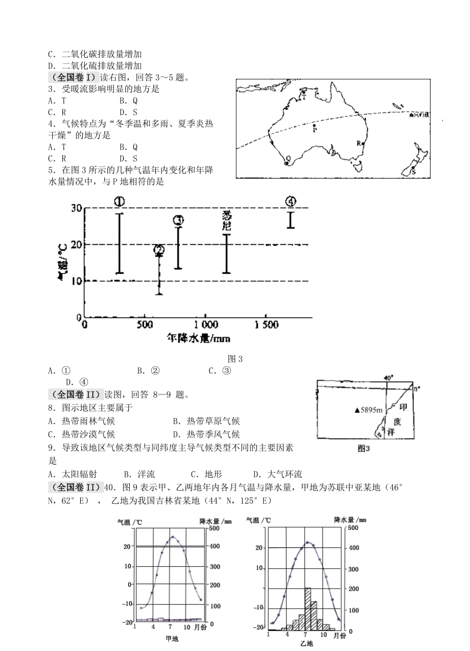 《精编》某年全国地理高考试题大气环境部分汇编_第4页