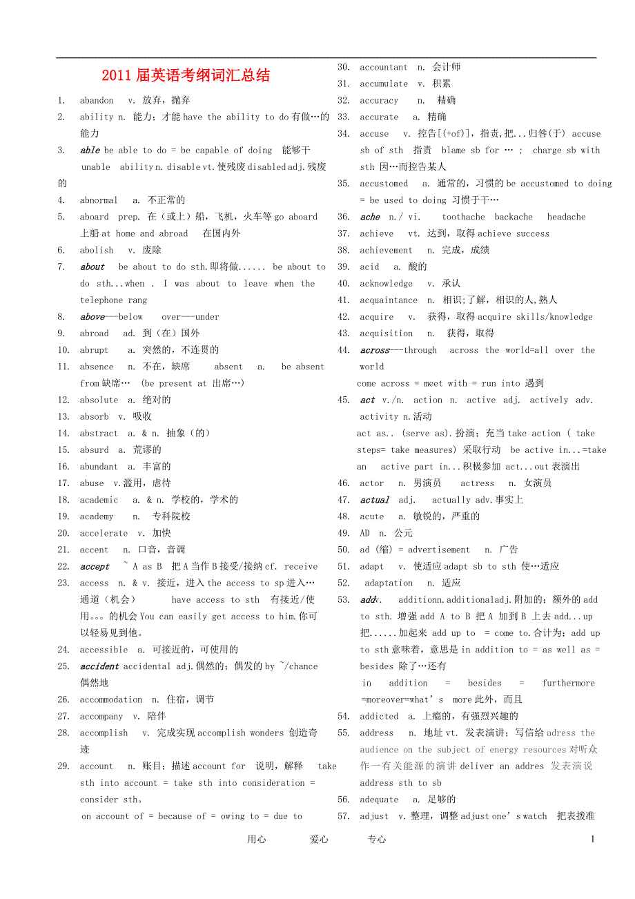 2011年高考英语 词汇总结素材 新人教版.doc_第1页