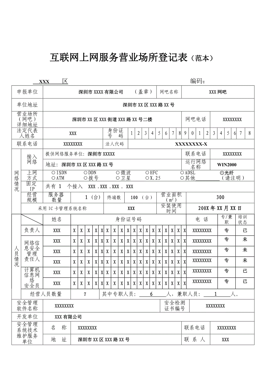 《精编》互联网上网服务营业场所登记表_第1页