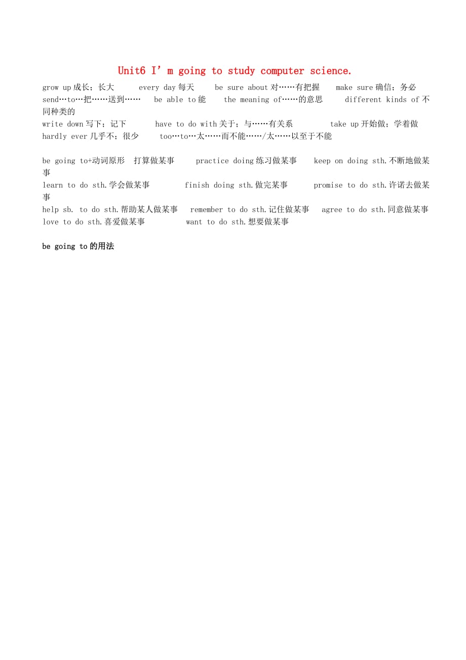 八年级英语上册 Unit 6 I&ampamp;#039;m going to study computer science知识点素材 （新版）人教新目标版_第1页