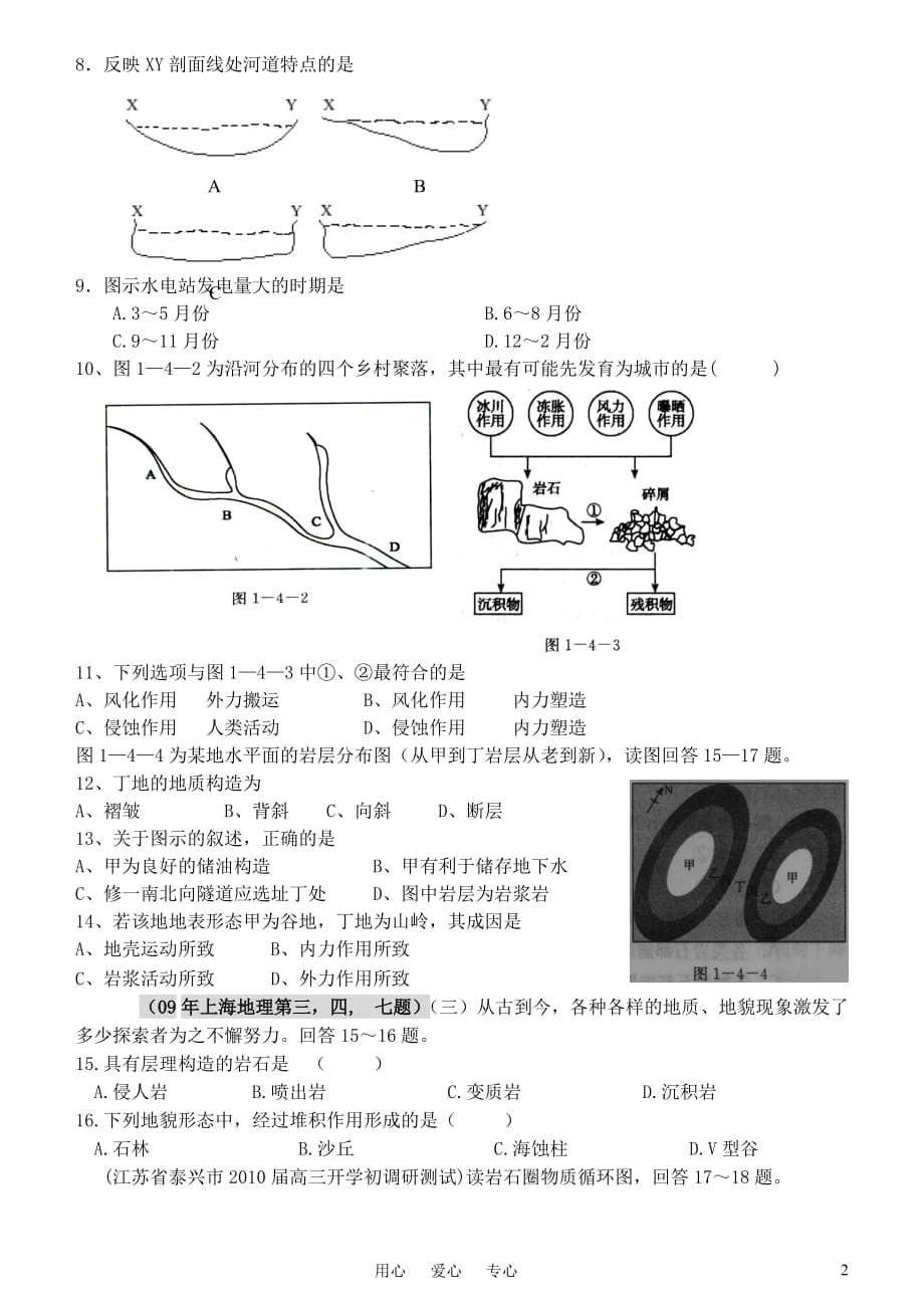 金榜培训中心2011年高三地理抢分冲刺专题训练21 地表形态的塑造专题（2）.doc_第2页