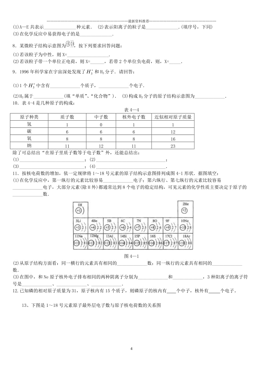 原子的结构练习题精编版_第4页