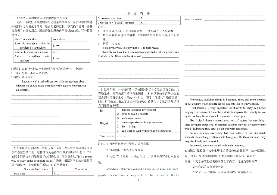 中考英语冲刺模拟题作文及范文PDF.pdf_第1页