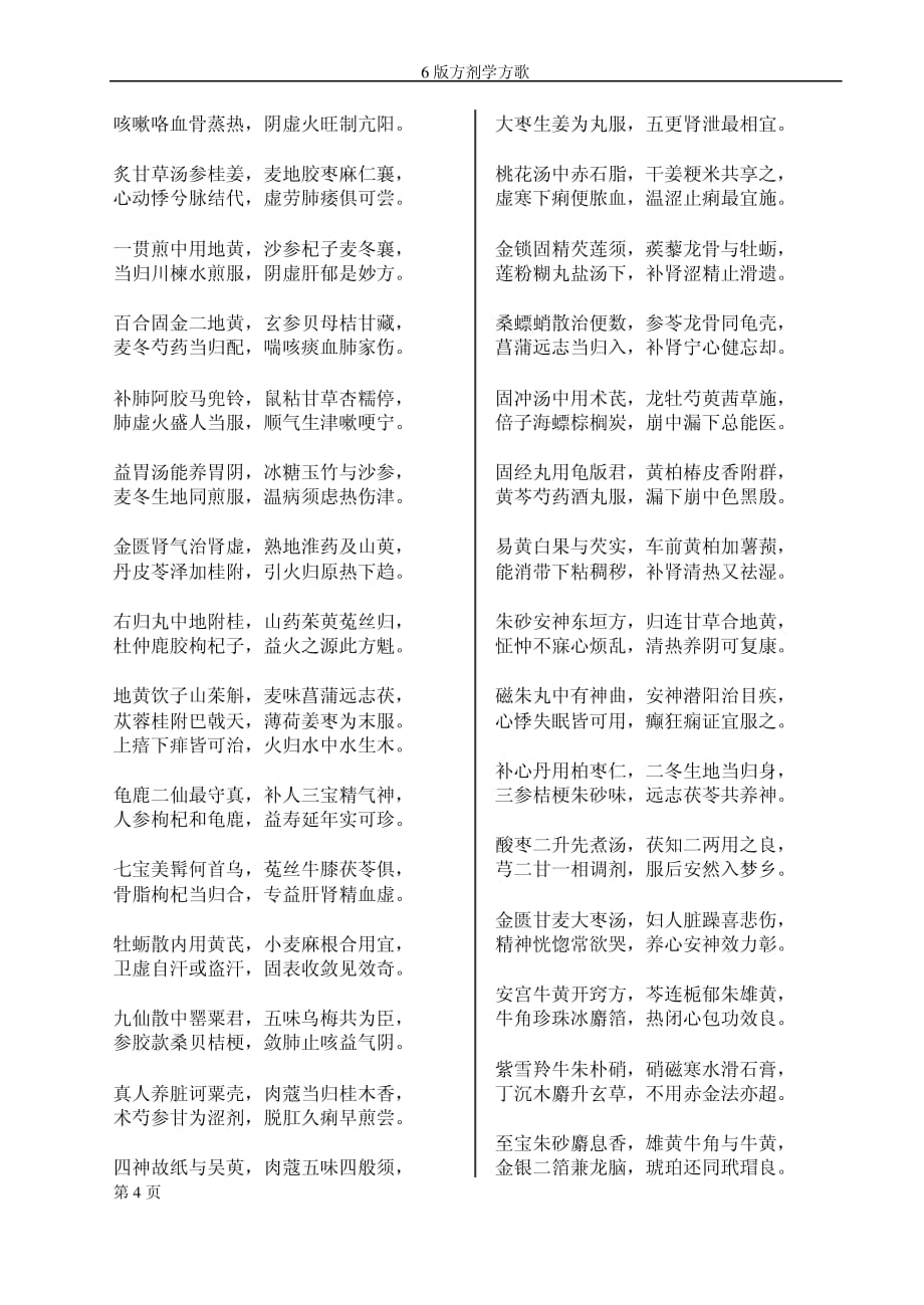 中医药教材第6版方剂学方歌归纳(背诵版)._第4页