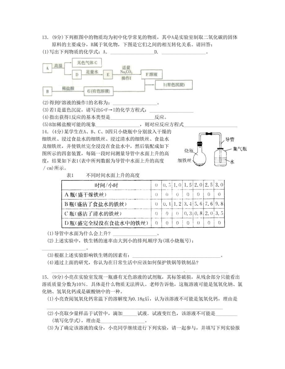 安徽省2020合肥十校20202020届中考化学大联考试题（一）_第3页