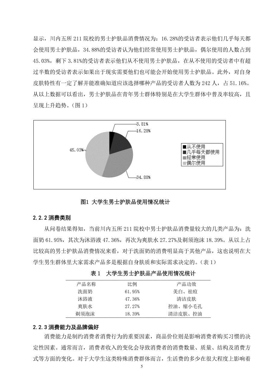 大学生男士护肤品消费行为及影响因素分析-四川农业大学_第5页