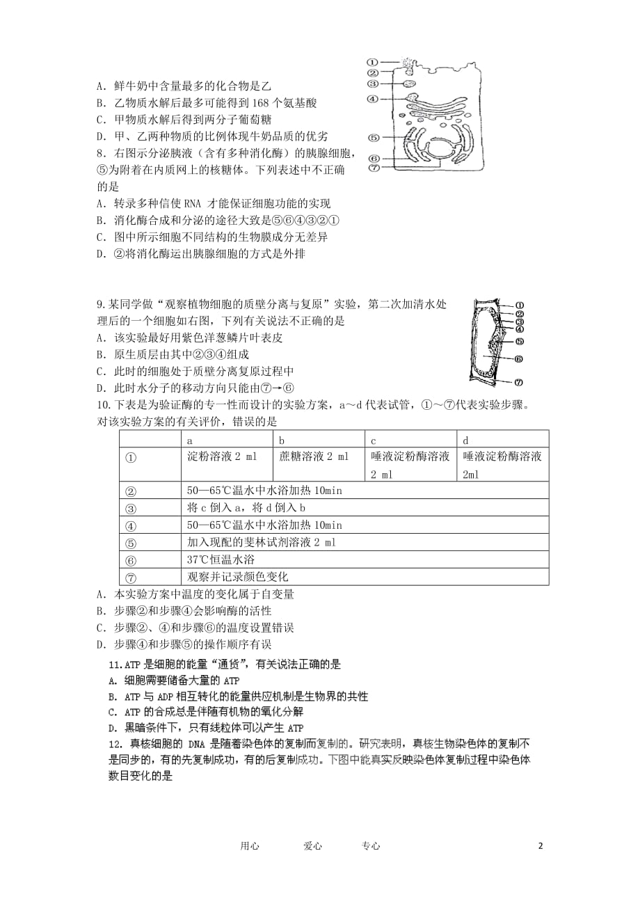 辽宁省抚顺县高中2012届高三生物上学期10月月考试题【会员独享】.doc_第2页