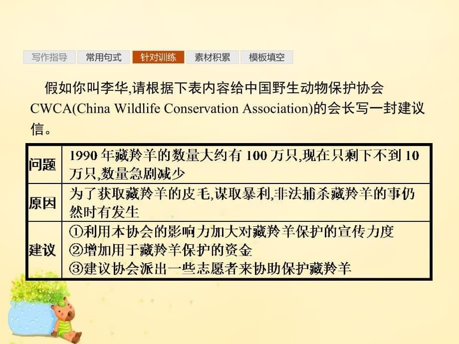 2016春高中英语 Unit 4 Wildlife protection Section Ⅳ Writing课件 新人教版必修2_第5页