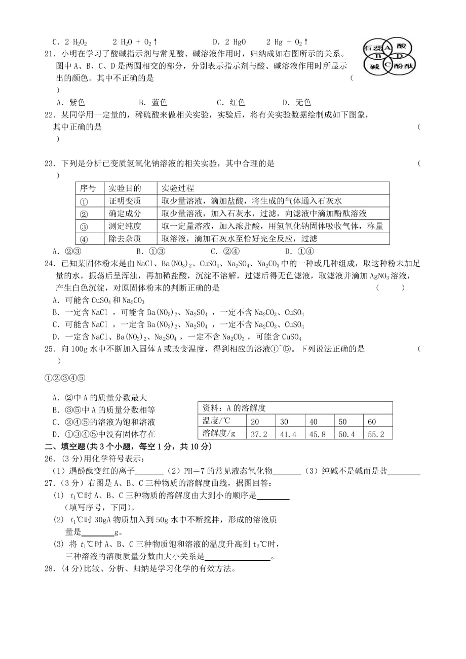 广西桂林市永福县九年级化学质量检测题（四）（无答案） 新人教版_第3页