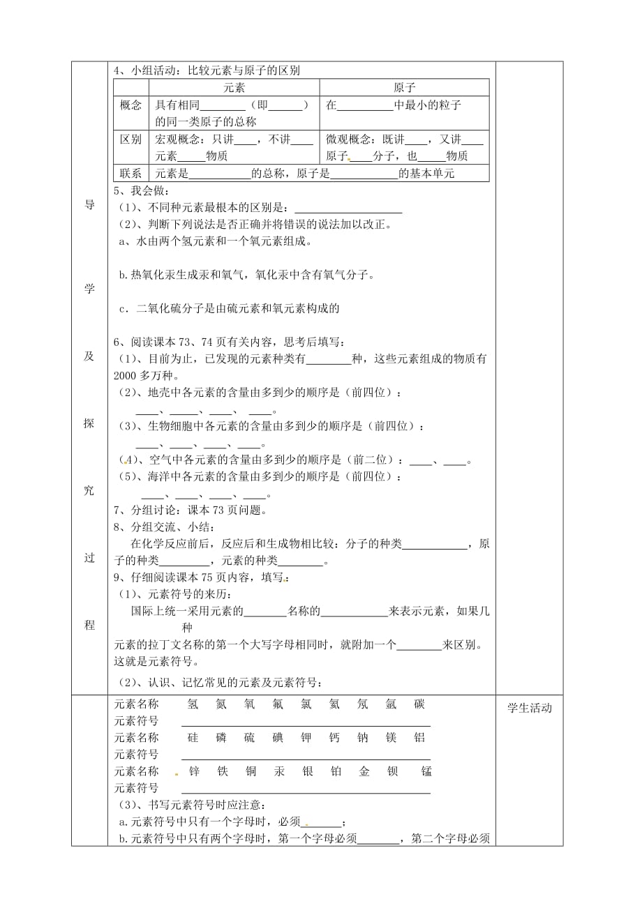 山东省利津县第一实验学校九年级化学上册《3.3 元素》导学案1（无答案）（新版）新人教版_第2页