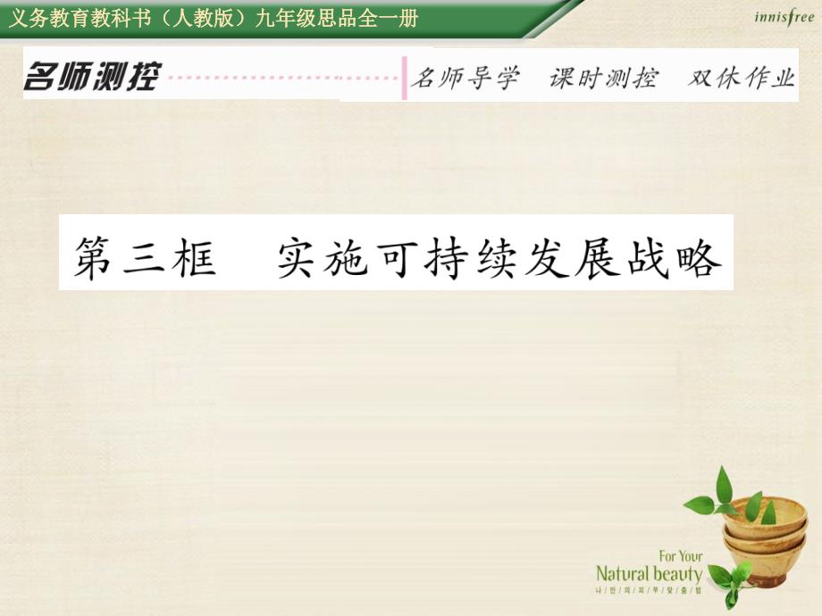 2016年秋九年级政治全册 第四课 了解基本国策与发展战略 第3框 实施可持续发展战略课件 新人教版_第1页